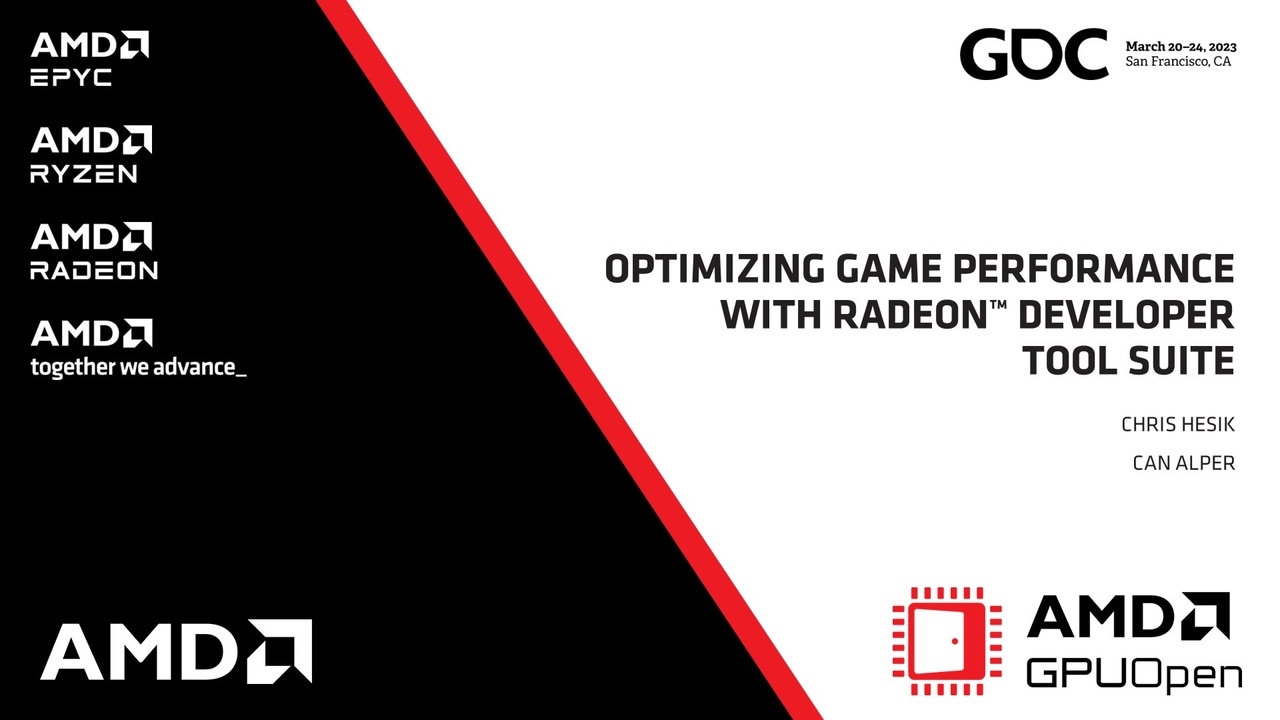 Optimizing Game Performance with the Radeon Developer Tool Suite (GDC 2023 - YouTube link)
