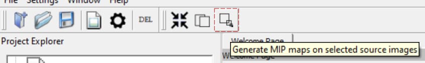 Generate Mipmaps button in the top menu
