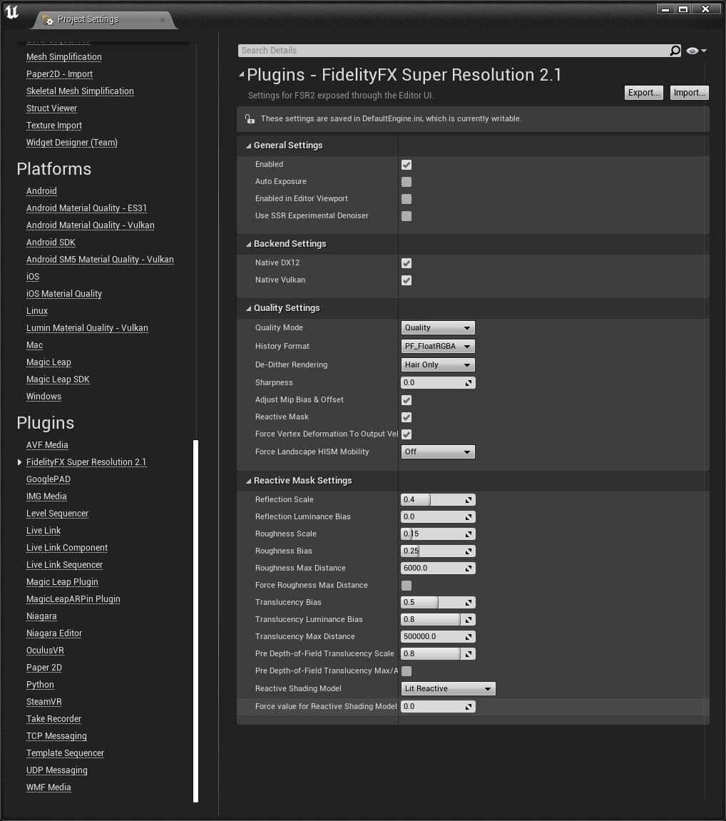 Disabling force value for Reactive Shading Model by setting it to 0