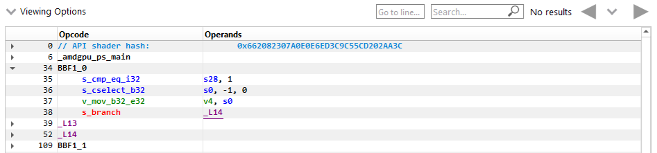 Collapsed blocks in the ISA view