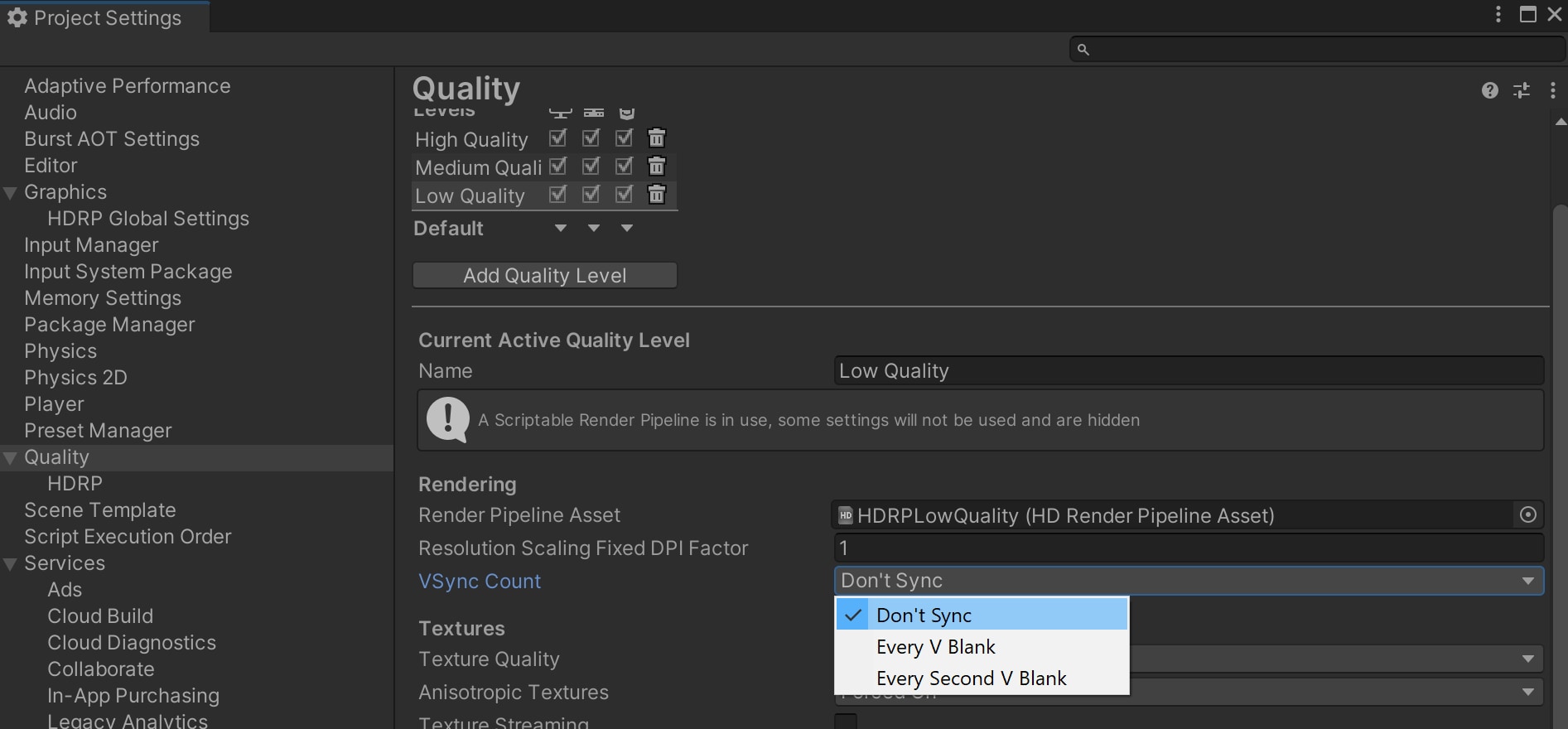turn off vsync through project-settings
