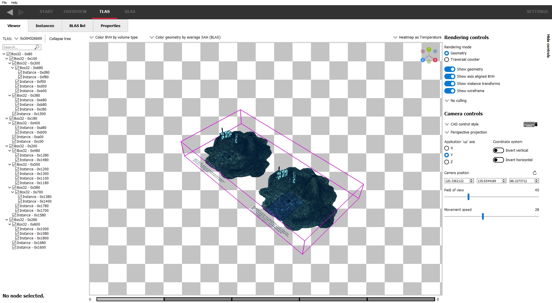 RRA GUI showing the new default 45 degree camera viewing angle