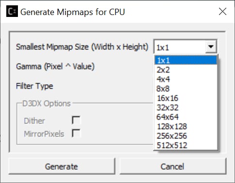 Selecting smallest mipmap size