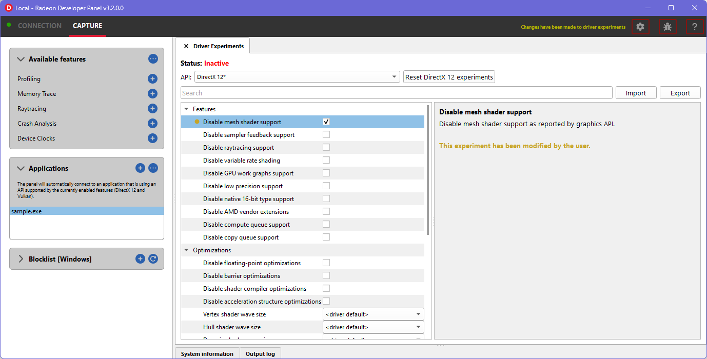 Driver Experiments in RDP