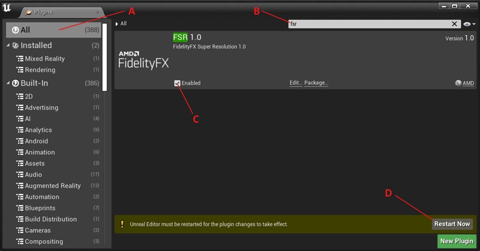 UE4 FSR plugin instructions