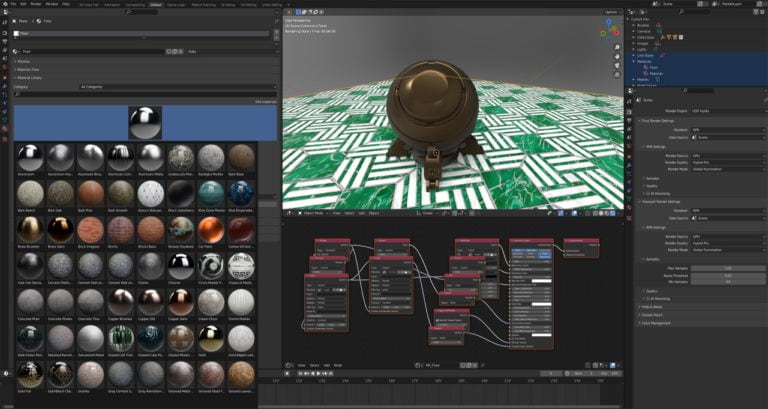 A screenshot of the materials library in the Blender GUI