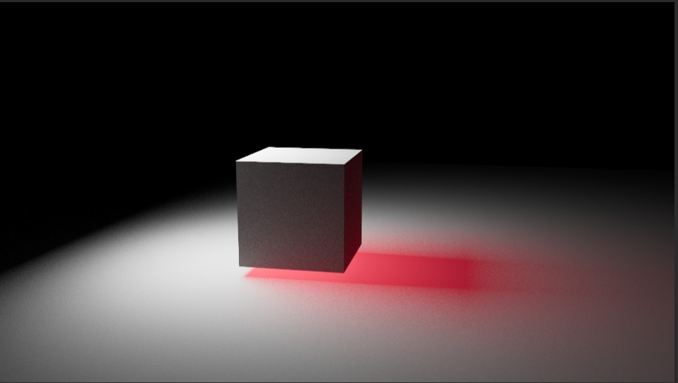Rendered Cube with Red Shadow