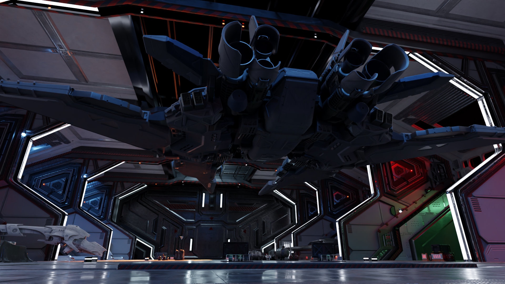 Image of AMD Hangar scene rendered using HIP in Radeon ProRender