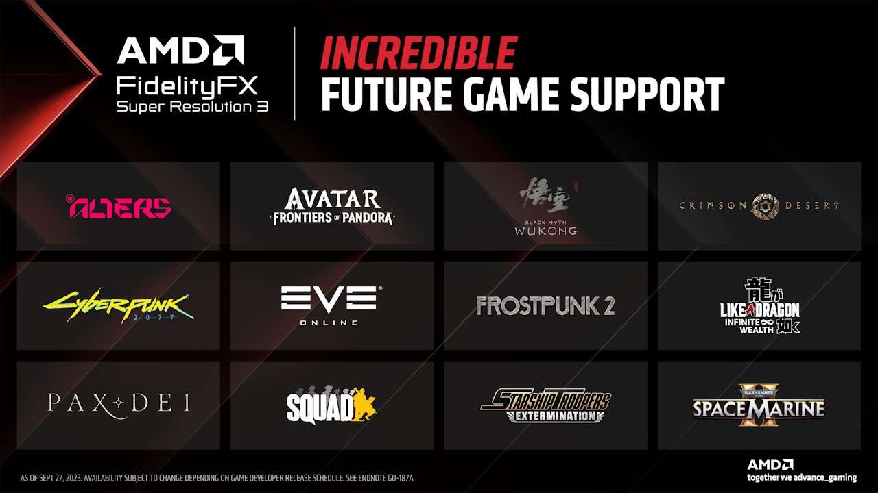AMD FSR 3 upcoming game support