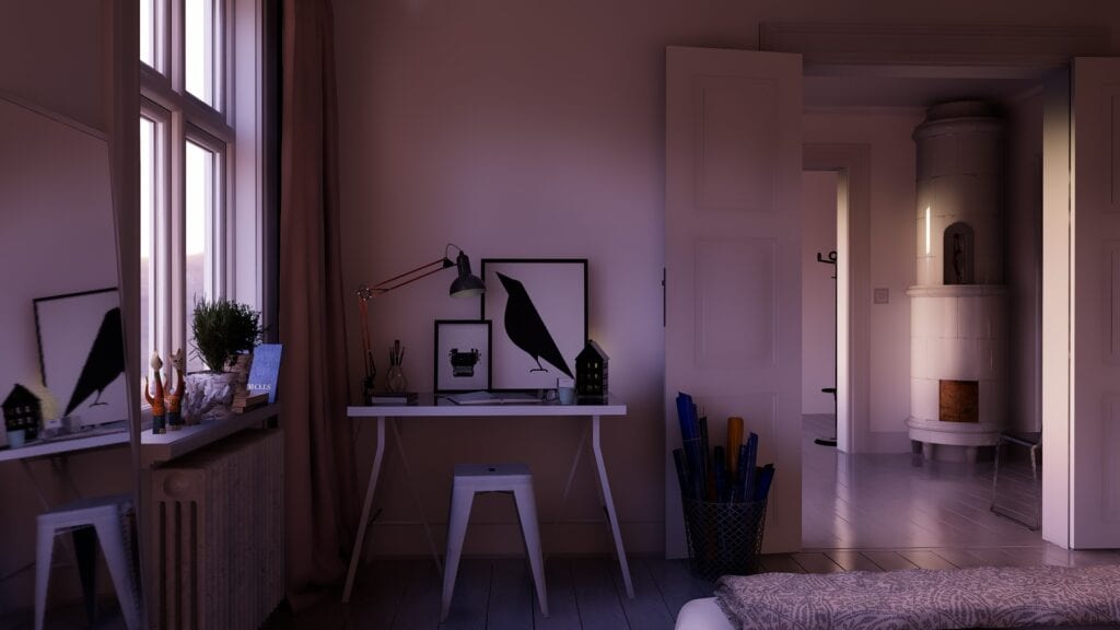 Bedroom scene showing GI-1.1