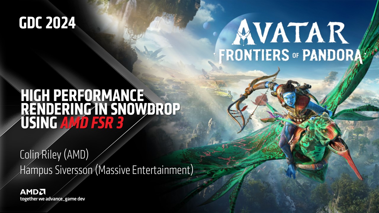 High Performance Rendering in Snowdrop Using AMD FSR 3 with a still from Avatar: Frontiers of Pandora